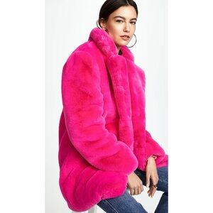 Luxurious Pink Faux Fur Coat
